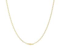 BYIA 2,5 mm Büroklammer-Halskette für Damen und Herren, Sterlingsilber, italienische Handwerkskunst, 18 Karat Gold & rhodiniert, 40,6 cm, 45,7 cm, 50,8 cm, 55,9 cm, 61 cm, 66 cm Kette, Nano-Schutz