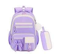Byitin 2Set Schultasche Mädchen Rucksack mit Federmäppchen, Schulrucksack Teenager Lila