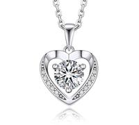 BYLITZ 1ct Moissanit An meinen Schatz Halskette 925 Silber Kette mit Punze & personalisierter Karte Geschenk Box für Damen Frau Freundin Verlobte Geschenk für Sie (1 Karat | Standard Box | Herz V2)