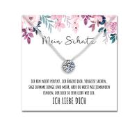 BYLITZ An meinen Schatz Halskette 925 Silber mit Punze & personalisierter Karte Kette mit Geschenk Box für Damen Frau Freundin Verlobte Geschenk für Sie (1 Karat | Standard Box | V1)