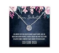 BYLITZ An meinen Schatz Halskette 925 Silber mit Punze & personalisierter Karte Kette mit Geschenk Box für Damen Frau Freundin Verlobte Geschenk für Sie (1 Karat | Standard Box | V4)