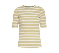 Byoung Damen Stretchy Basic T-Shirt Kurzarm Halbarm Rundhals Top Gestreiftes Oberteil BYPAMILA, Farben:Gelb, Größe:M