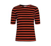 Byoung Damen Stretchy Basic T-Shirt Kurzarm Halbarm Rundhals Top Gestreiftes Oberteil BYPAMILA, Farben:Rot-3, Größe:L