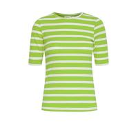 Byoung Damen Stretchy Basic T-Shirt Kurzarm Halbarm Rundhals Top Gestreiftes Oberteil BYPAMILA, Farben:Grün-2, Größe:M