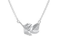 bySantana Feder/Blatt Halskette aus 925 Sterling Silber - Langer Farn- oder Palmblatt Anhänger im Boho Stil, naturinspirierter Schmuck mit schwungvollem Design für Damen