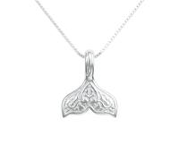 bySantana Walflossen Halskette 925 Sterling Silber - Solider Anhänger mit Muster, Venezianerkette, Boxkette, nautischer Schmuck inspiriert von Fisch, Meer und Ozean