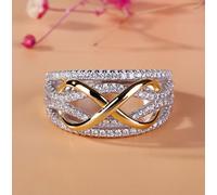 Bysonglezai Ringe Damen Ring Frauen Geschenk Herren Ring Glänzend Kubikzirkon Schleife Buchstabe 8 Ewigkeit Versprechen Frau Freundin 6 Weiß