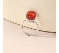 Bysonglezai Ringe Ring Damen Herren Vintage Naturstein Perlen Ringe Für Frauen Einfach Grün Rot Tigerauge Erdbeer Kristall Achat Perlen Ring Rz0729Hongse