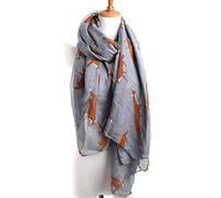 Bysonglezai Schals Damen Tücher Halstuch Scarf Seidenschals Seidenschal Schal Für Damen Mode Vielseitig Cartoon Niedlich Fuchs Tiermuster 180X90Cm 180Cmx90Cm Grau