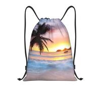 BYwenhopnbs Sunrise Tropical Palm Tree Island Kordelzugbeutel, leichter Sportrucksack für Damen und Herren