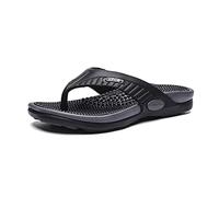 BYWXW Flip-Flops Massage Hausschuhe,Akupunktur Massage Schuhe Hausschuhe, Reflexzonenmassage Tool Fußmassage für Plantarfasziitis, Fersensporn, Arthritis(Size: 46 EU,Color:Schwarz)