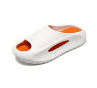 BYWXW Fussmassage Hausschuhe,Sommer Schlappen,Badeschlappen Super Weich rutschfeste Unisex Strand Sandalen Indoor Slippers Dicke Sohle Duschsandale(Size:EU 44/45,Color:Weiß orange)