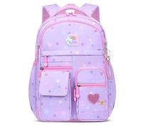 BYXEPA Mädchen-Schulrucksack 40,6 cm, Niedliche Büchertasche für Kinder, Studenten, Grundschule, Lila Stern, Large, Disney