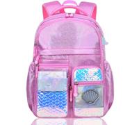 BYXEPA Mädchen-Rucksack, Schulrucksäcke 40,6 cm für Mädchen, niedliche Büchertasche für Mädchen, Kinder, Studenten, Grundschule, Meerjungfrau, Rosa, Large, Disney