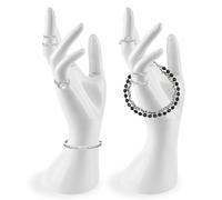 BYZESTY Armband-Ausstellungsständer, 2 Stück Schmuck Hand Form Ständer, Hand Schmuckständer, Weibliches Handmodell, Ringe Ausstellungsstand, Ringhalter Armbandhalter für Ringe Ketten Armbänder(Weiß)