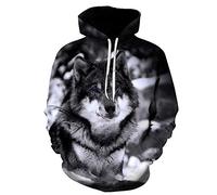 BZNOO Jungen Mädchen 3D Hoodie, Mädchen Jungen Hoodie 3D-Druck Tier Wolf Kinder Sweatshirts Unisex Taschen Kapuzenpullover Für Kinder 4-16 Jahre-150