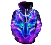 BZNOO Jungen Mädchen 3D Hoodie, Unisex Kid's Hoodie Boy Girl Cooler 3D-Druck Animal Wolf Leichtes Kapuzenpullover-Sweatshirt Für 4-16 Jahre-160
