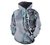 BZNOO Jungen Mädchen 3D Hoodie, Unisex Kid's Hoodie Boy Girl Cooles 3D-Print Tiger Leichtes Kapuzenpullover-Sweatshirt Für 4-16 Jahre-130