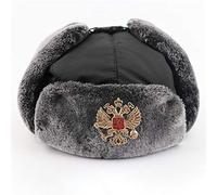 BZNOO Russen Mütze Herren Abzeichen Russland Ushanka Hut wasserdichte Bomberhüte Pilot Trapper Soldat Hut Winterohrklappe Männer Schneekappen-Black_Russian_Badge