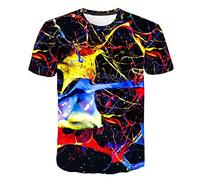 BZNOO Unisex 3D Druck T Shirt，Unisex Gemalt Graffiti Grafik T-Shirt Sommer Lässig Kurzarm Neuheit T-Shirts T-Shirts Tops Street Wear Für Männer Frauen-XL