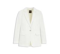Kurzblazer BOSS ORANGE "Jabla Premium Damenmode", Damen, Gr. 38, open weiß 118, Crêpe, Obermaterial: 87% Polyester, 13% Elasthan, unifarben, tailliert hüftbedeckend, Blazer Kurzblazer, aus knitterarme
