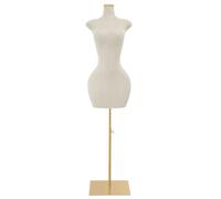 C-Juzarl Schaufensterpuppe Weibliche Kleiderform Mannequin-Torso, verstellbare Höhe 150-210 cm Ständer, Schneiderpuppe für Kleidung, Kleid, Display (Grauweiß, M)