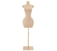 C-Juzarl Schaufensterpuppe Weibliche Kleiderform Mannequin-Torso, verstellbare Höhe 150-210 cm Ständer, Schneiderpuppe für Kleidung, Kleid, Display (Hellgold, M)