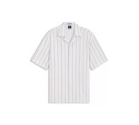 Kurzarmhemd BOSS "C-LARS CAMP B-262", Herren, Gr. L, N-Gr, open beige286, Jersey, Obermaterial: 97% Baumwolle, 3% Elasthan, gestreift, relaxed fit hüftbedeckend, abgesteppte Kante, Hemden, mit Freizei