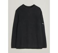 C.P. Company Full Rib Knitted Cotton Crew Neck Black Schwarz XL
