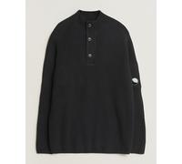 C.P. Company Full Rib Knitted Cotton Half Button Black Schwarz S