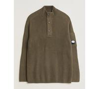C.P. Company Full Rib Knitted Cotton Half Button Dark Green Grün XL