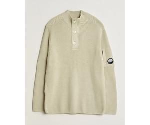 C.P. Company Full Rib Knitted Cotton Half Button Light Grey Grau S