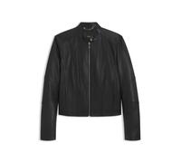 Lederjacke BOSS ORANGE "Saleste Premium Damenmode", Damen, Gr. 38, schwarz 001, Obermaterial: 100% Lammleder, unifarben, regular fit, mit Reißverschluss, Jacken Lederjacke, aus fein genarbtem Leder (1