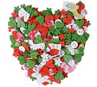 ca. 200 stk bunte Holzknöpfe Set Weihnachten Holz Knöpfe Zum Basteln Nähen Handwerk Verzieren DIY Basteln Handarbeit Geschenk Deko in verschiedene Größen und Farben