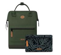 Cabaia Rucksack Adventurer Large Coromandel mit zwei auswechselbaren Vortaschen Dunkelgrün