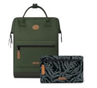 Cabaia Rucksack Adventurer Large Coromandel mit zwei auswechselbaren Vortaschen Dunkelgrün
