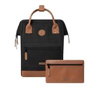 Cabaïa - Adventurer Rucksack Cologne Medium 18L - Wasserabweisend - Laptopfach bis zu 13 Zoll - 2 Vordertaschen - vegan zertifiziert - Rucksack für Reisen und Arbeit, Damen & Herren - Schwarz