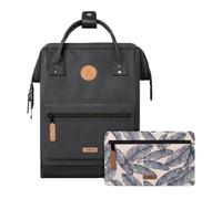 Cabaïa - Adventurer Rucksack Le Havre Medium 18L - Wasserabweisend - Laptopfach bis zu 13 Zoll - 2 Vordertaschen - vegan zertifiziert - Rucksack für Reisen und Arbeit, Damen & Herren - Schwarz