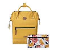 Cabaïa - Adventurer Rucksack Marrakech Medium 18L - Wasserabweisend - Laptopfach bis zu 13 Zoll - 2 Vordertaschen - vegan zertifiziert - Rucksack für Reisen und Arbeit, Damen & Herren - Gelb