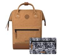 Cabaïa - Adventurer Rucksack Moscow Medium 18L - Wasserabweisend - Laptopfach bis zu 13 Zoll - 2 Vordertaschen - vegan zertifiziert - Rucksack für Reisen und Arbeit, Damen & Herren - Braun