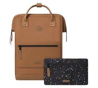 Cabaïa - Adventurer Rucksack Turin Maxi 23L - Wasserabweisend - Laptopfach bis zu 15 Zoll - 2 Vordertaschen - vegan zertifiziert - Rucksack für Reisen und Arbeit, Damen & Herren - Braun