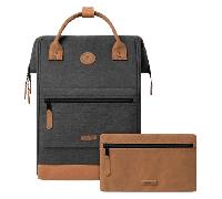 CABAIA - CABAIA London Adventurer Rucksack L mit Vortasche wechselbar Black Melanged Schwarz