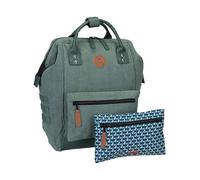 Cabaia Rucksack Adventurer – 2 auswechselbare Vortaschen – Medium Niagara Grün