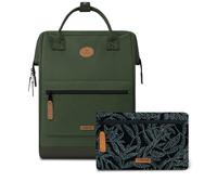 Cabaia Rucksack Adventurer Large Coromandel mit zwei auswechselbaren Vortaschen Dunkelgrün