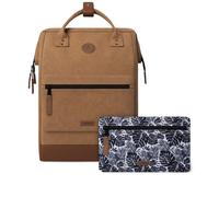 Cabaïa - Adventurer Rucksack Moscow Maxi 23L - Wasserabweisend - Laptopfach bis zu 15 Zoll - 2 Vordertaschen - vegan zertifiziert - Rucksack für Reisen und Arbeit, Damen & Herren - Braun