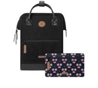 Cabaia Rucksack Adventurer Medium Brighton mit zwei auswechselbaren Vortaschen Schwarz