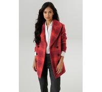 Cabanjacke ANISTON SELECTED, Damen, Gr. 38, rot (hellrot, dunkelrot, lila, kariert), Web, Obermaterial: 100% Polyester. Futter: 100% Polyester, kariert, lässig geschnitten Po-bedeckend, Jacken, mit zw