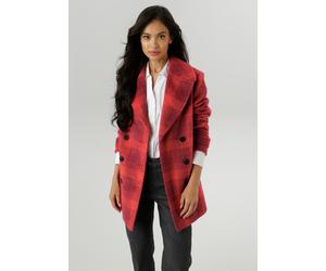 Cabanjacke ANISTON SELECTED, Damen, Gr. 44, hellrot, dunkelrot, lila, kariert, Web, Obermaterial: 100% Polyester. Futter: 100% Polyester, kariert, lässig geschnitten Po-bedeckend, Jacken, mit zwei Ein