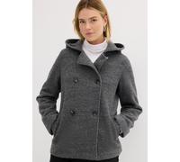 Cabanjacke BONPRIX, Damen, Gr. 46, schwarz (schwarz, wollweiß meliert), Bouclé, Obermaterial: 100% Polyester. Futter: 100% Polyester. Ärmelfutter: 100% Polyester, meliert, lässig geschnitten hüftbedec