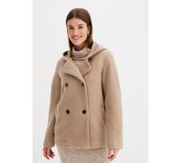 Cabanjacke BONPRIX, Damen, Gr. 56, beige (khakibeige), Bouclé, Obermaterial: 100% Polyester. Futter: 100% Polyester. Ärmelfutter: 100% Polyester, unifarben, lässig geschnitten hüftbedeckend, Jacken Ca